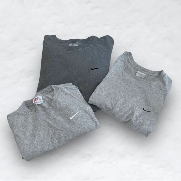 NIKE Retro Y2K Essential Swoosh Grey T Shirts Bundle - Picture 1 of 7